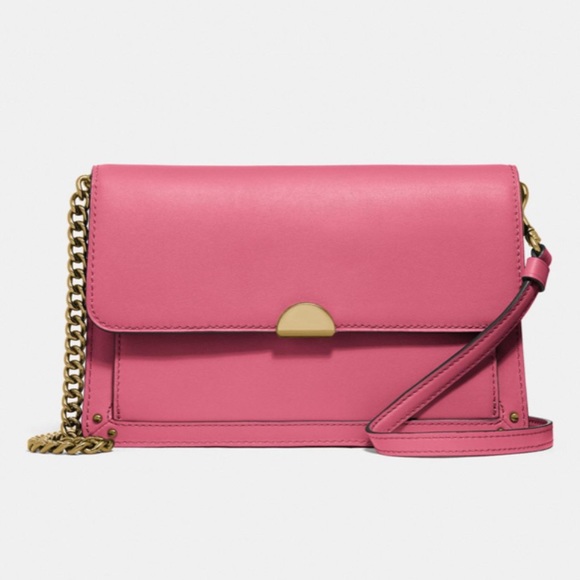 COACH 1941 DREAMER GLOVE TANNED LEATHER CONVERTIBLE CROSSBODY GOLD CHAIN PINK - Picture 4 of 15